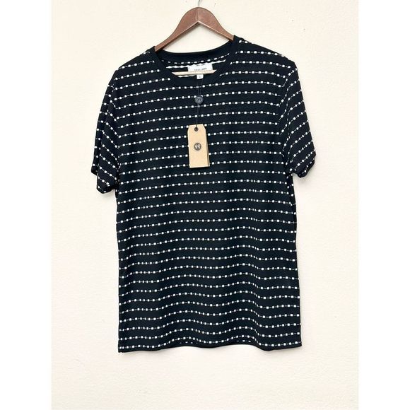 NWT Soulland - Fernell T-shirt with Embroidered Dots - BLACK / WHITE - Picture 1 of 7